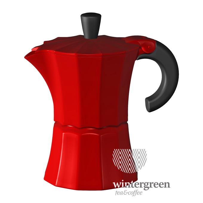 Гейзерная кофеварка Morosina (на 3 чашки). Цвет красный.